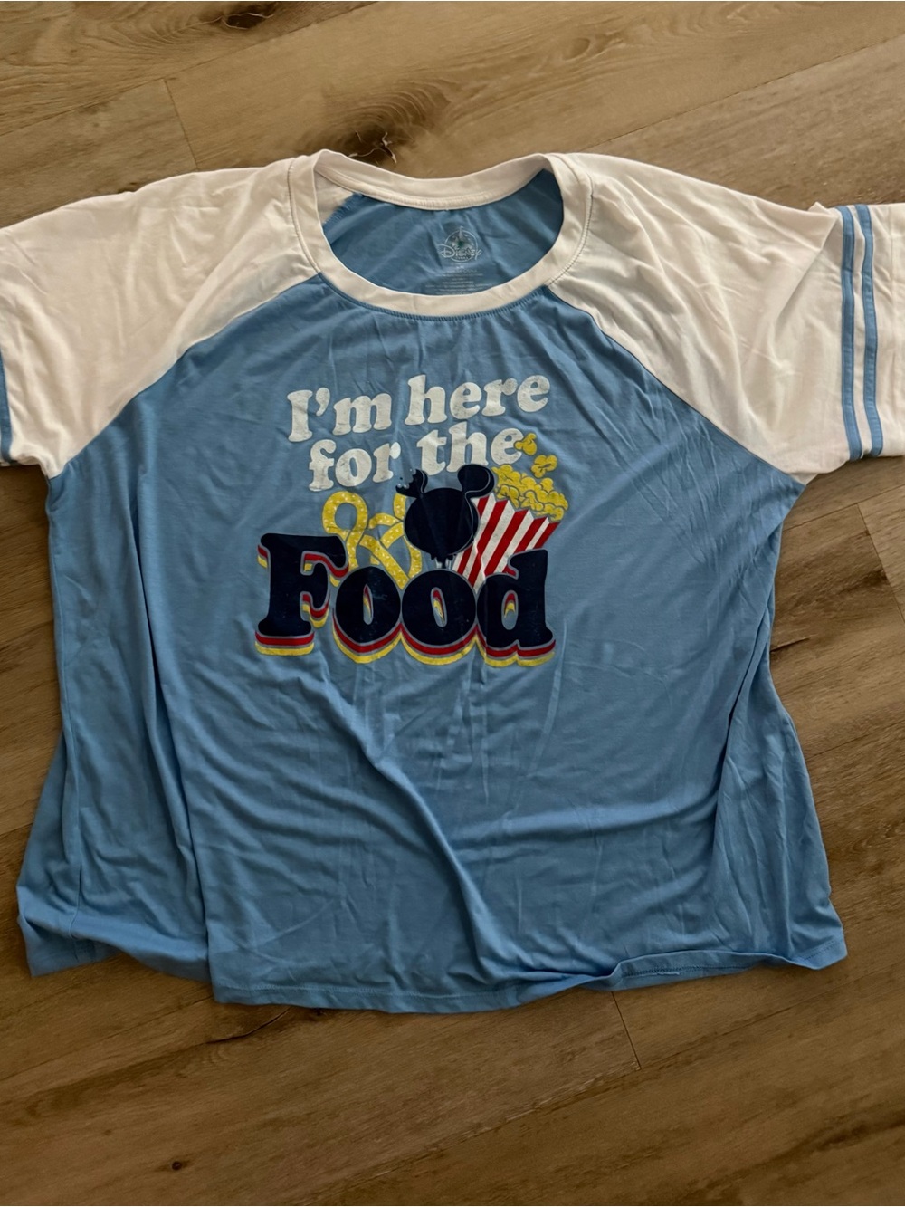 Women’s 'I'm Here for the Food' Blue Raglan Tee